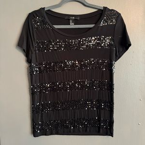 Striped Sequins Black Shirt